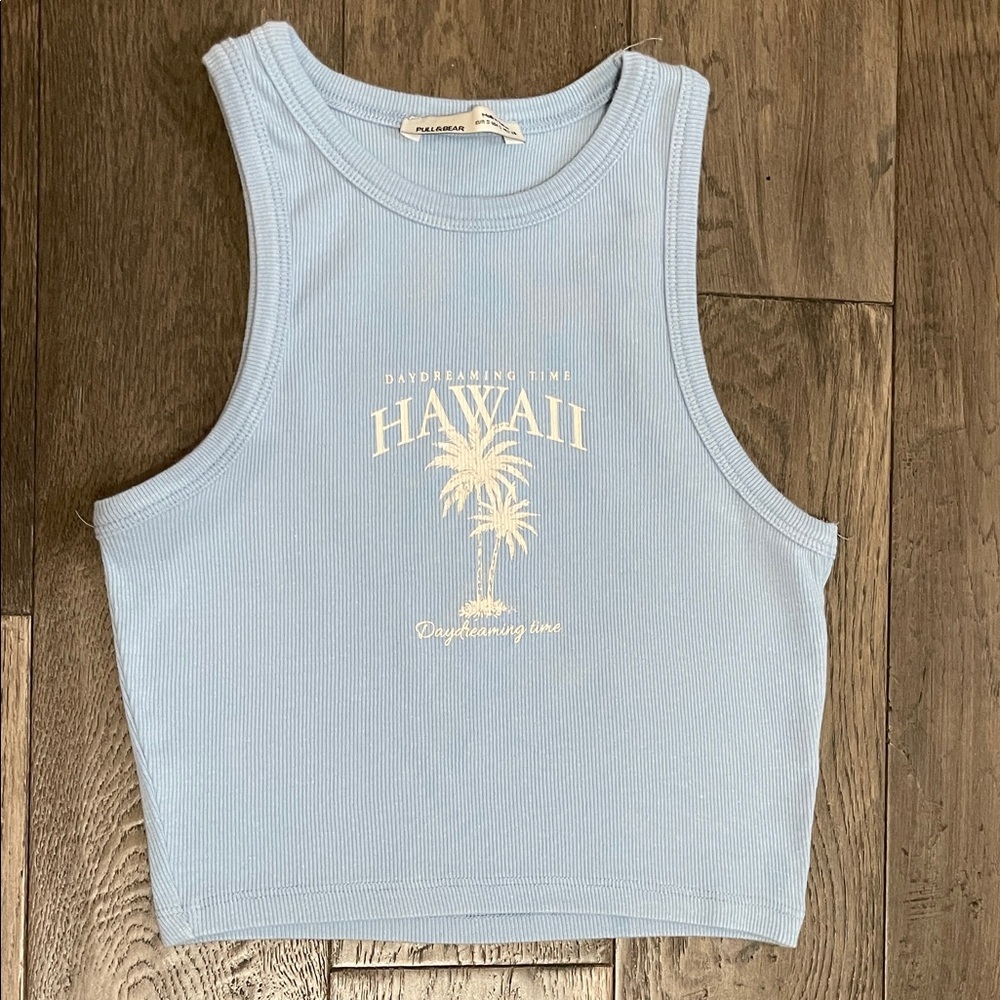 Pull&Bear Light Blue crop tank top